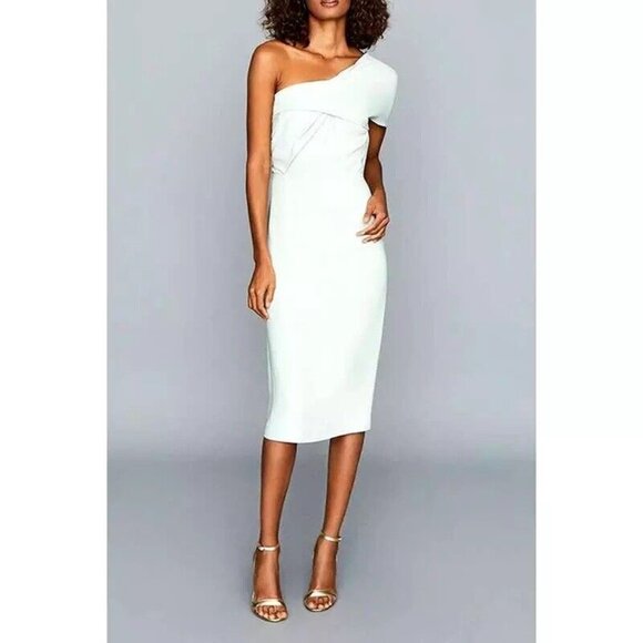 NWOT REISS‎ RIana One Shoulder Dress Mint Green Pastel Size 8 - Picture 1 of 7